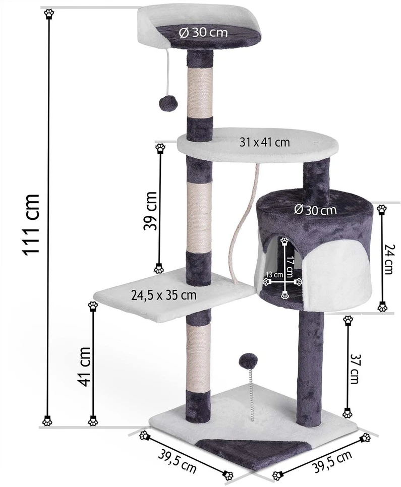Katės draskyklė 112 cm DR-261 Pethaus pilka ir balta