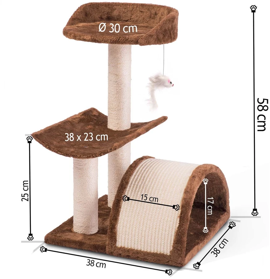 Draskyklė, katės namelis 58 cm DR-254 rudas Pethaus