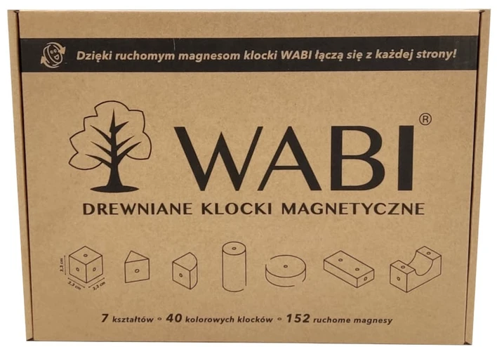 WABI medinės magnetinės kaladėlės 40 vnt.