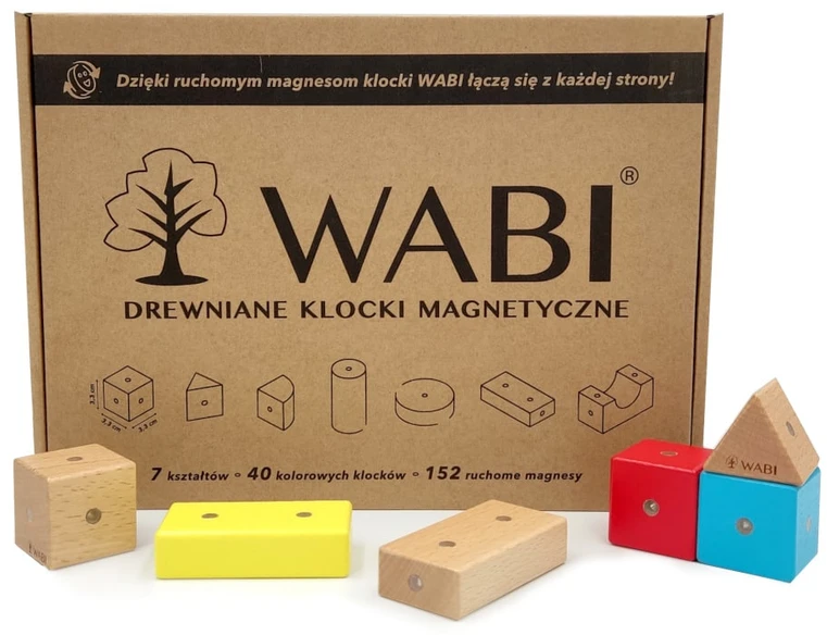 WABI medinės magnetinės kaladėlės 40 vnt.