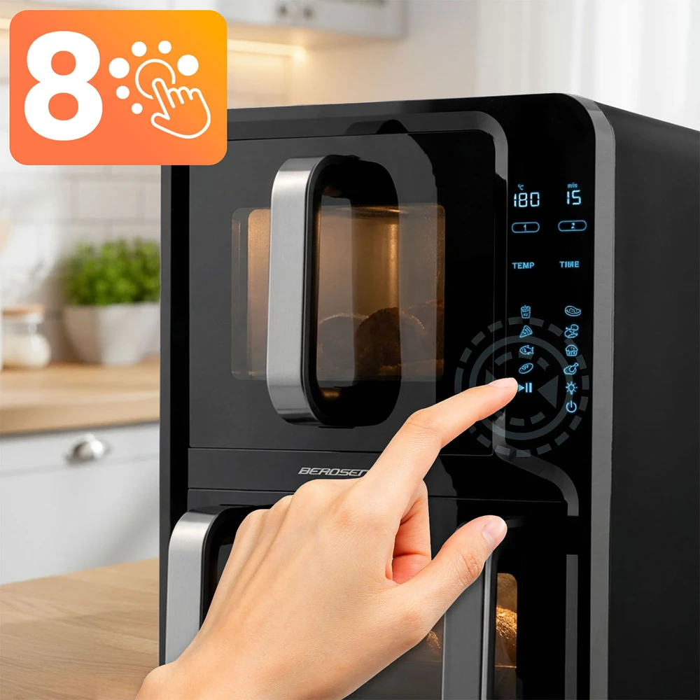 Dviejų kamerų vertikali 12 l bealiejė oro gruzdintuvė Berdsen BD-664 2800W