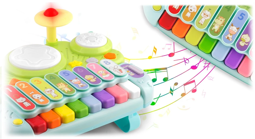Muzikiniai žaisliniai cimbolai, ksilofonas ir būgnai RK-751 Ricokids