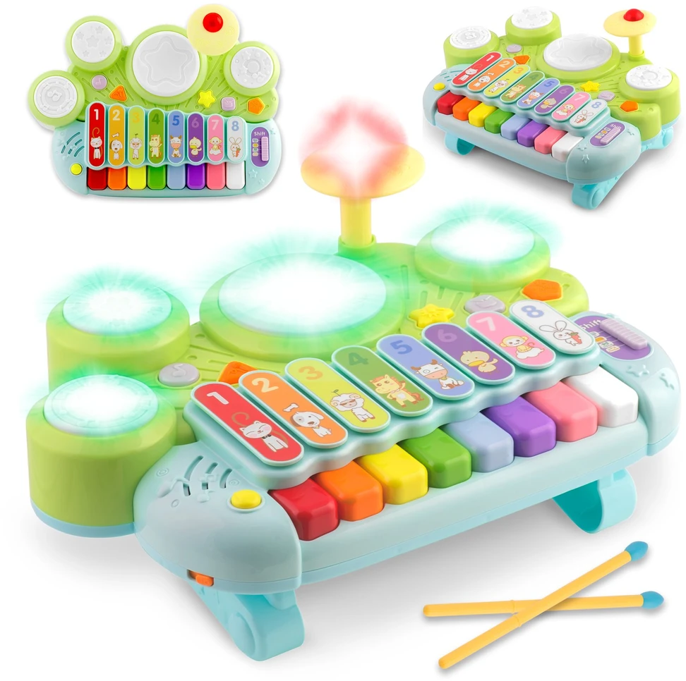 Muzikiniai žaisliniai cimbolai, ksilofonas ir būgnai RK-751 Ricokids