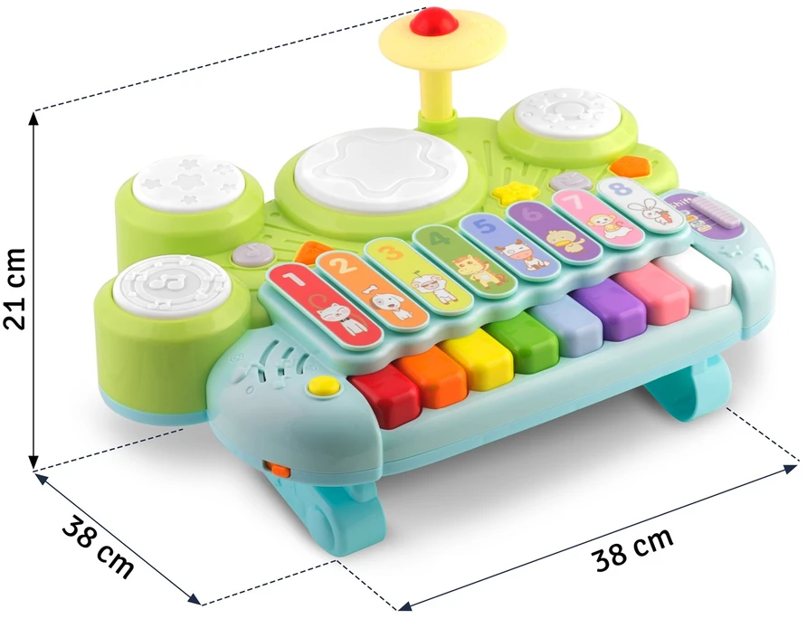Muzikiniai žaisliniai cimbolai, ksilofonas ir būgnai RK-751 Ricokids