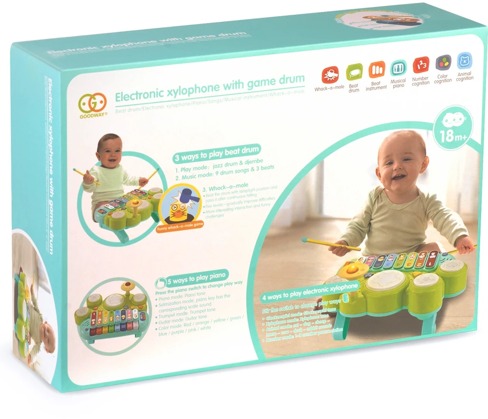 Muzikiniai žaisliniai cimbolai, ksilofonas ir būgnai RK-751 Ricokids