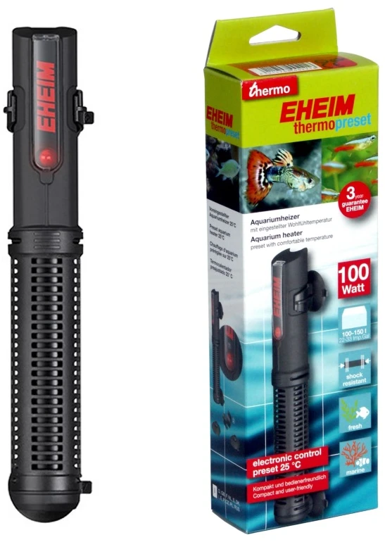 EHEIM ThermoPreSet 100 akvariumo šildytuvas, 220–240 V, automatinis temperatūros valdymas