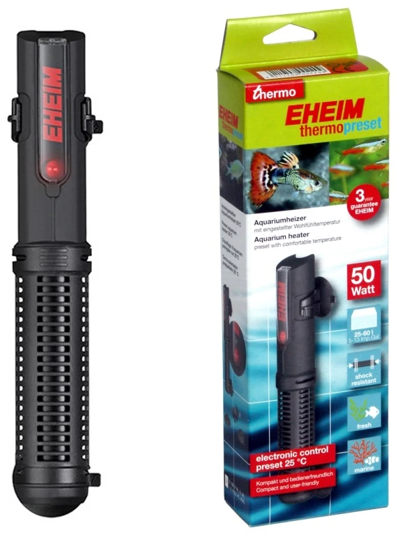 EHEIM ThermoPreSet 50 akvariumo šildytuvas, 220–240 V, patikimas ir efektyvus