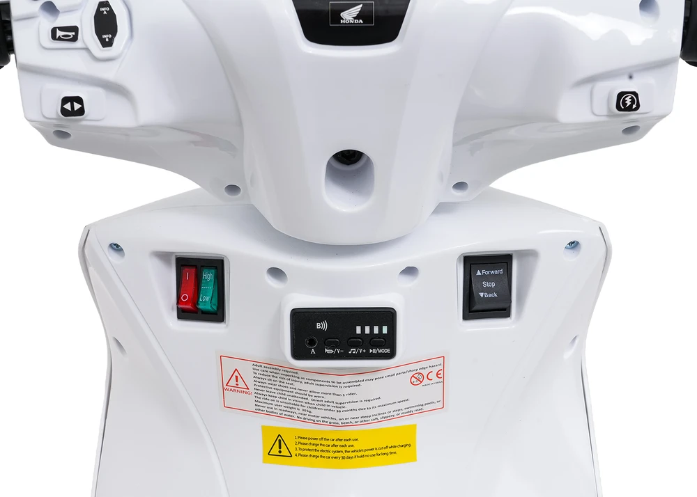 Elektrinis motoroleris Honda SH125i su LED šviesomis ir Bluetooth, vaikams nuo 3 metų, juodas