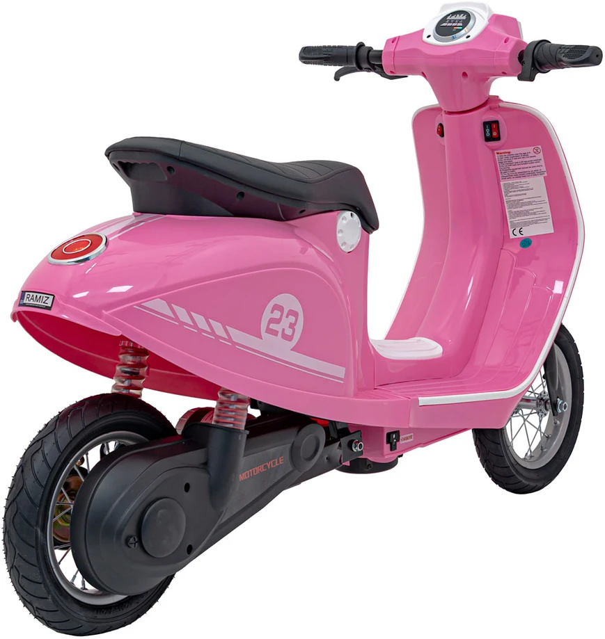 Bili Bike Elektrinis retro stiliaus paspirtukas su 350W varikliu, vaikams nuo 6 metų, cianas