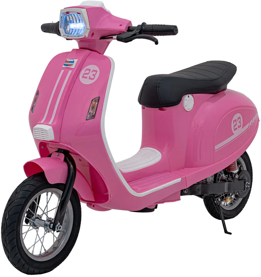 Bili Bike Elektrinis retro stiliaus paspirtukas su 350W varikliu, vaikams nuo 6 metų, cianas