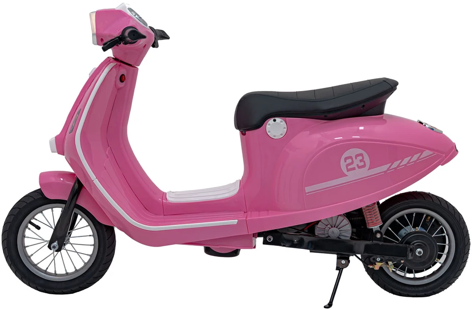 Bili Bike Elektrinis retro stiliaus paspirtukas su 350W varikliu, vaikams nuo 6 metų, cianas