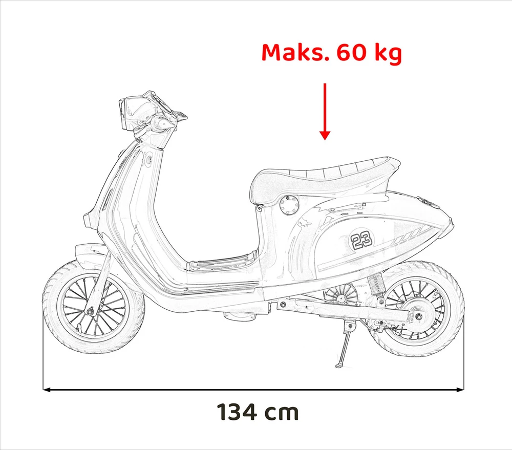 Bili Bike Elektrinis motoroleris Retro 23, Raudona