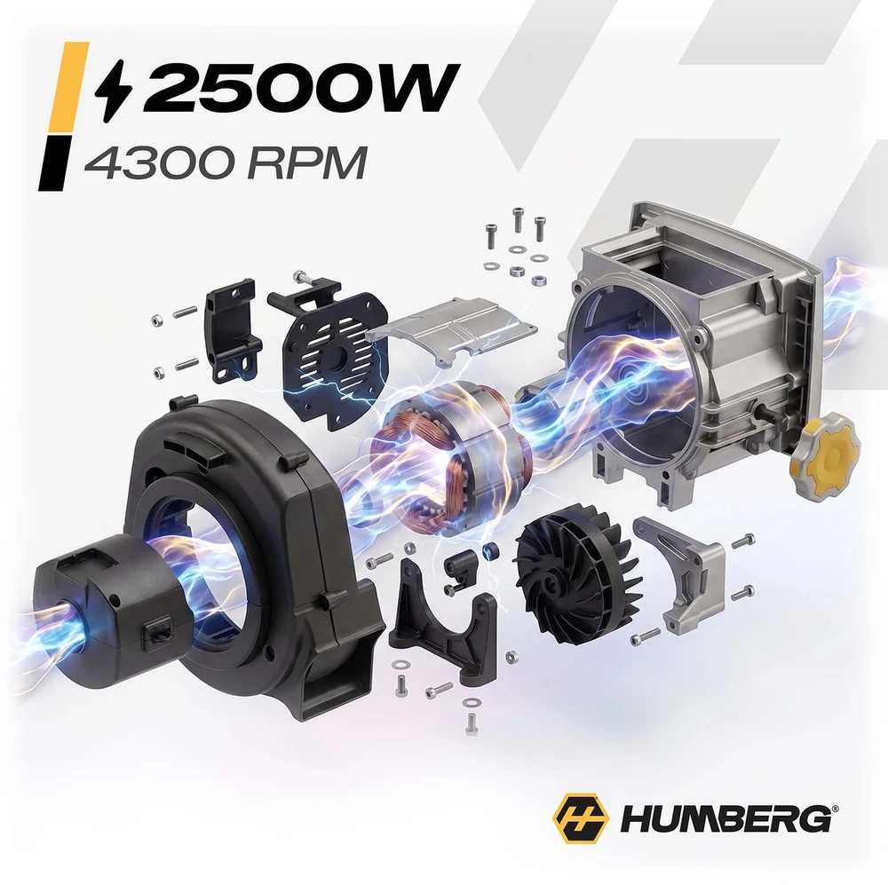 Elektrinis šakų smulkintuvas Humberg HM-650, 2500 W + 2x 45 l maišai