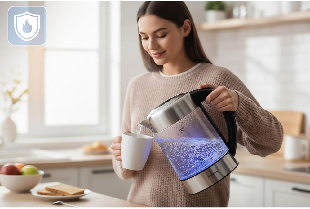 Elektrinis stiklinis virdulys su temperatūros reguliatoriumi 1,7 l 2200 W Berdsen BD-714