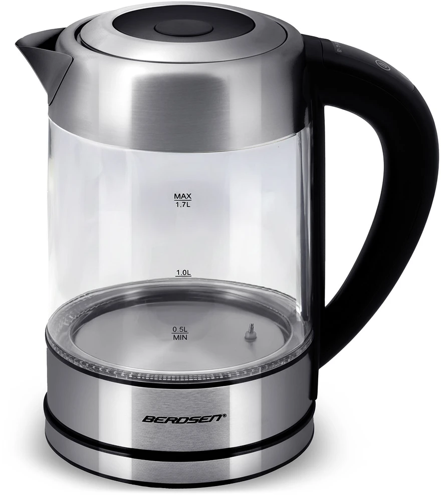 Elektrinis stiklinis virdulys su temperatūros reguliatoriumi 1,7 l 2200 W Berdsen BD-714