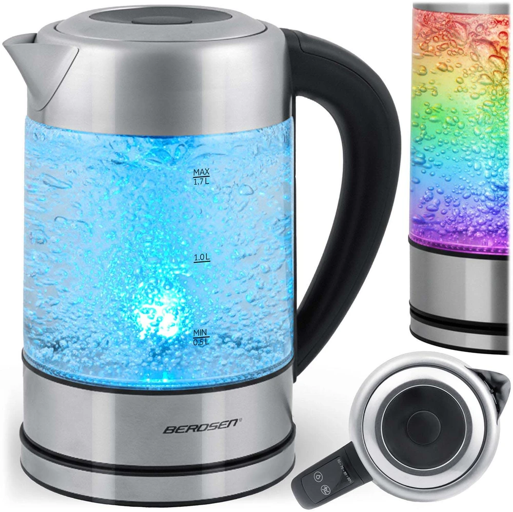 Elektrinis stiklinis virdulys su temperatūros reguliatoriumi 1,7 l 2200 W Berdsen BD-714