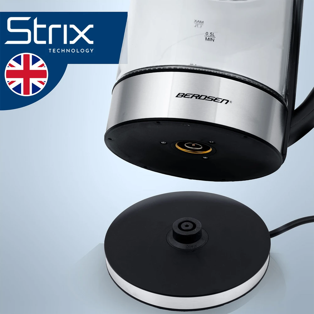 Elektrinis stiklinis virdulys su temperatūros reguliatoriumi 1,7 l 2200 W Berdsen BD-714