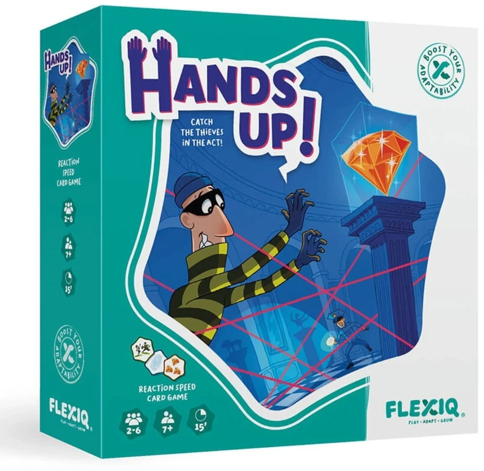 Flexiq Detektyvinis kortų žaidimas „Hands Up“ vaikams nuo 7 metų, 2–6 žaidėjams, greitas ir strateginis