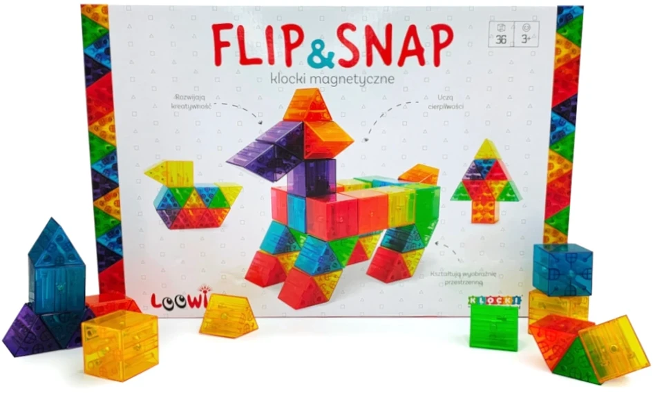 Loowi Magnetinis konstruktorius Flip&Snap 36 el.