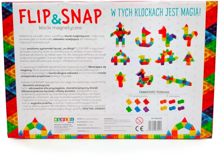 Loowi Magnetinis konstruktorius Flip&Snap 36 el.