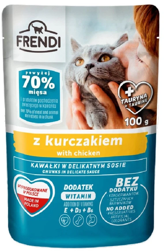FRENDI Gabaliukai padaže su vištiena - šlapias kačių maistas - 100g