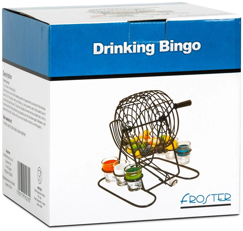 Froster Bingo žaidimas su šūvio taurelėmis ir spalvotomis kamuoliukais
