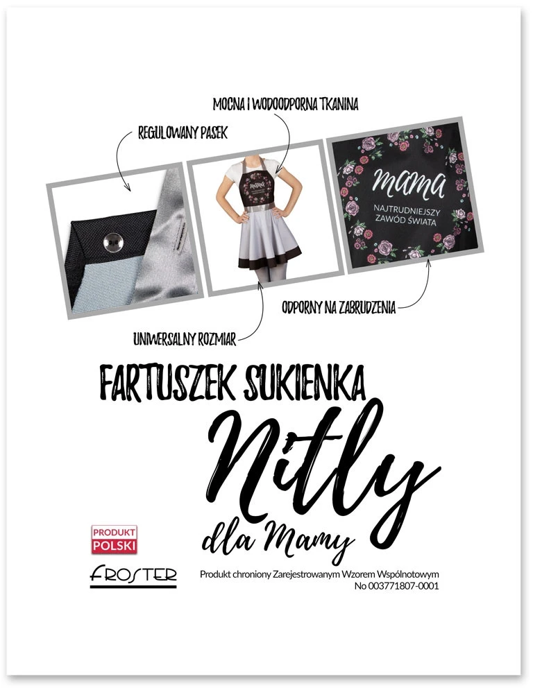 Froster Elegantiška moteriška virtuvinė prijuostė su reguliuojama kaklo juosta, atspari dėmėms, juoda