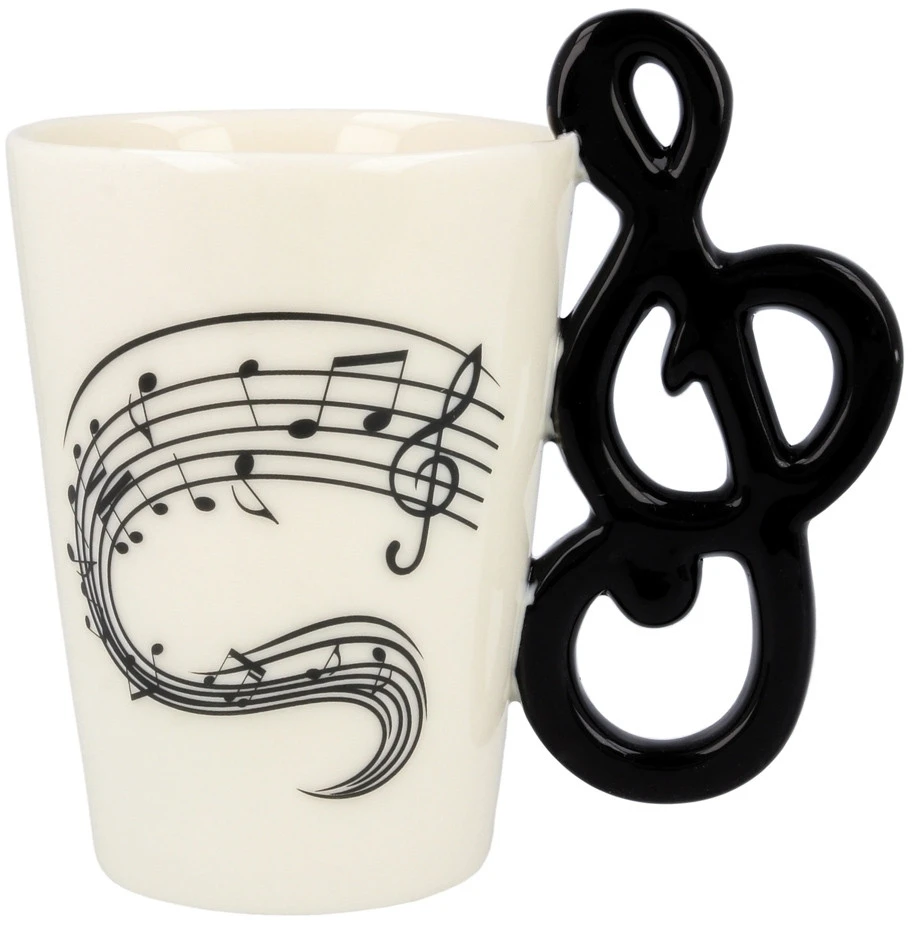 Froster Elegantiška muzikinio rakto formos rankena puodelis, muzikos mylėtojams, balta