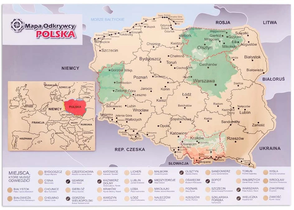 Froster Lenkijos žemėlapio nulupamas plakatas su Europos priartinimu