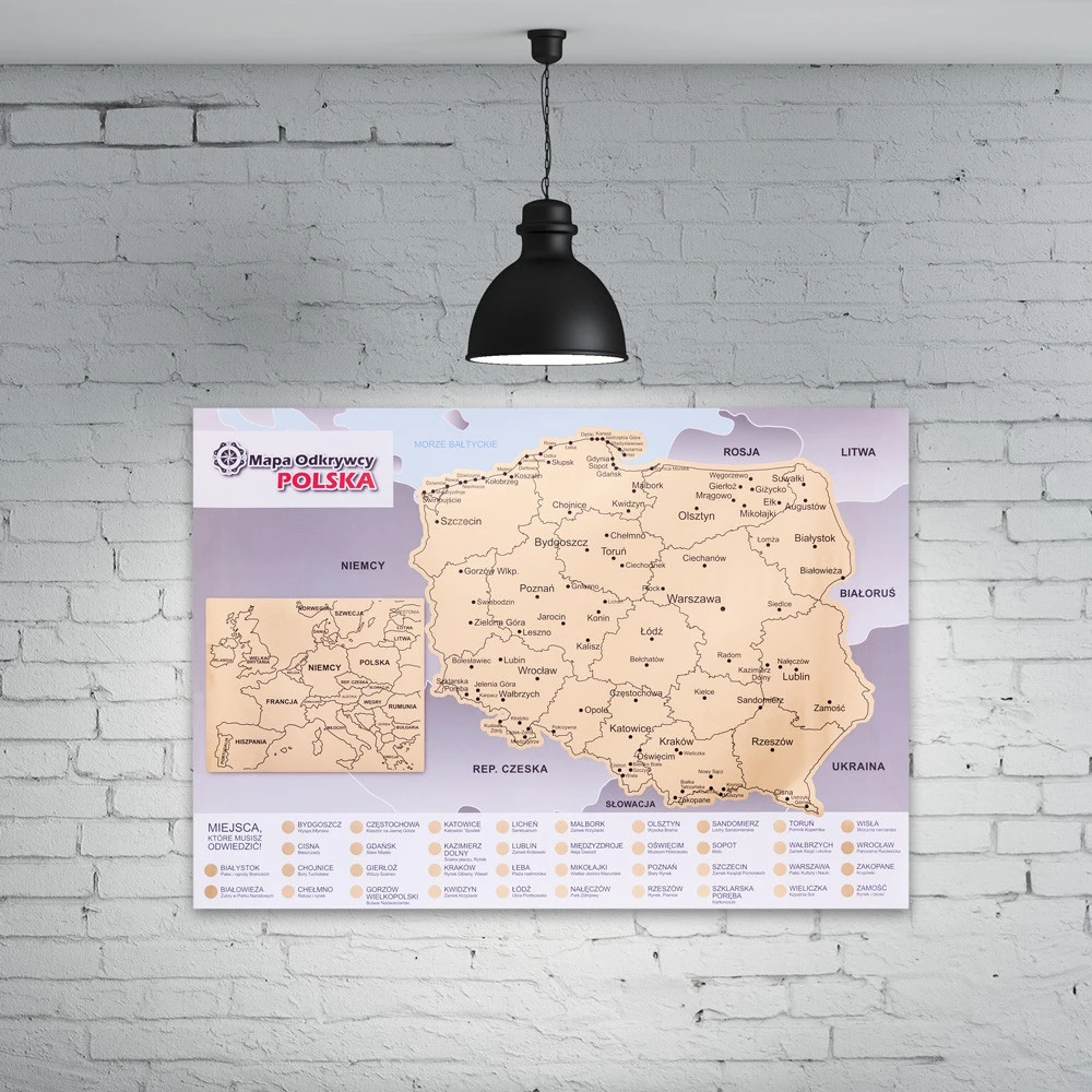 Froster Lenkijos žemėlapio nulupamas plakatas su Europos priartinimu