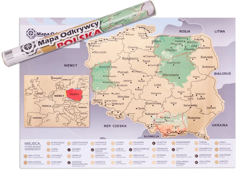 Froster Lenkijos žemėlapio nulupamas plakatas su Europos priartinimu