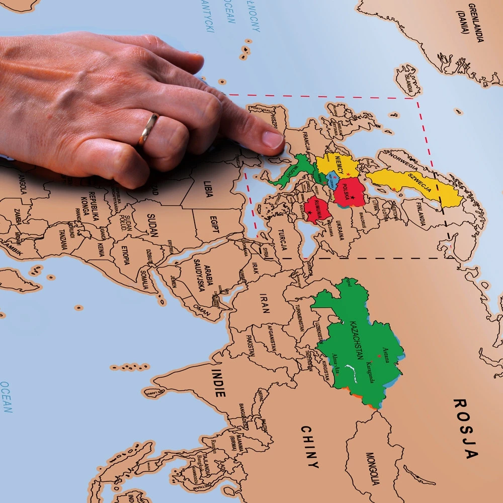 Froster Lentelė su pasaulio žemėlapiu braukimui, su Europos priartinimu, suaugusiems, su laikymo tūbele