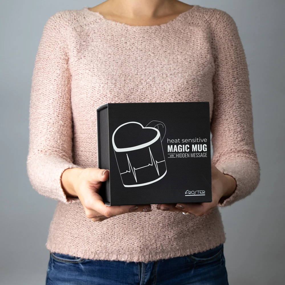 Froster Magnetinė širdies formos magiška puodelė su šilumos efektu, romantinė, juoda