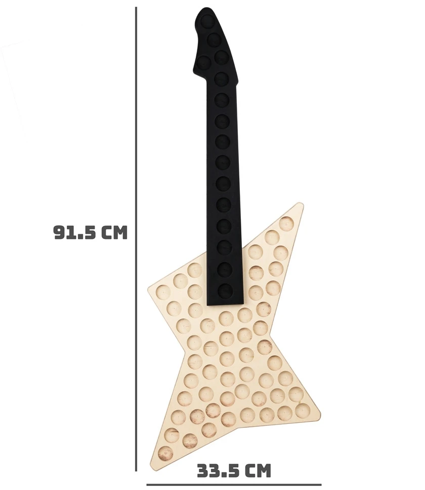 Froster Medinė gitaros formos butelių kamščių kolekcija, 69 vnt., sieninė