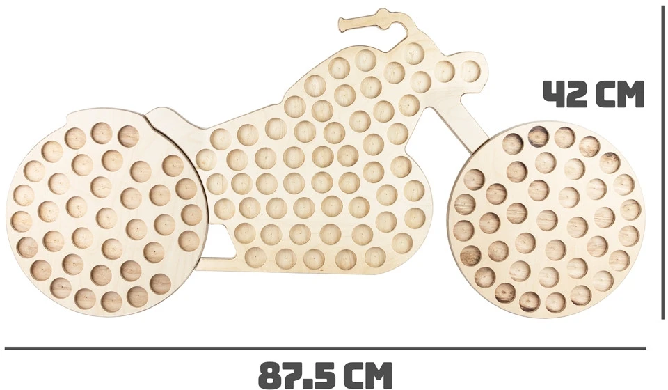 Froster Medinė motociklo formos butelių kamščių kolekcijos dėžė, 132 vnt., tvirtai, ruda