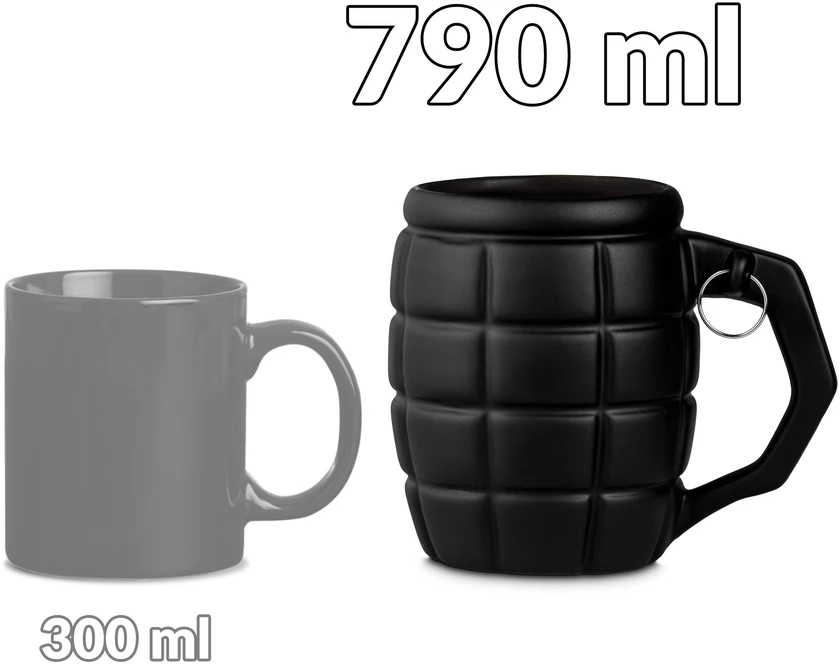 Froster Militarinė granatos formos puodelis vyrams, didelis, juodas