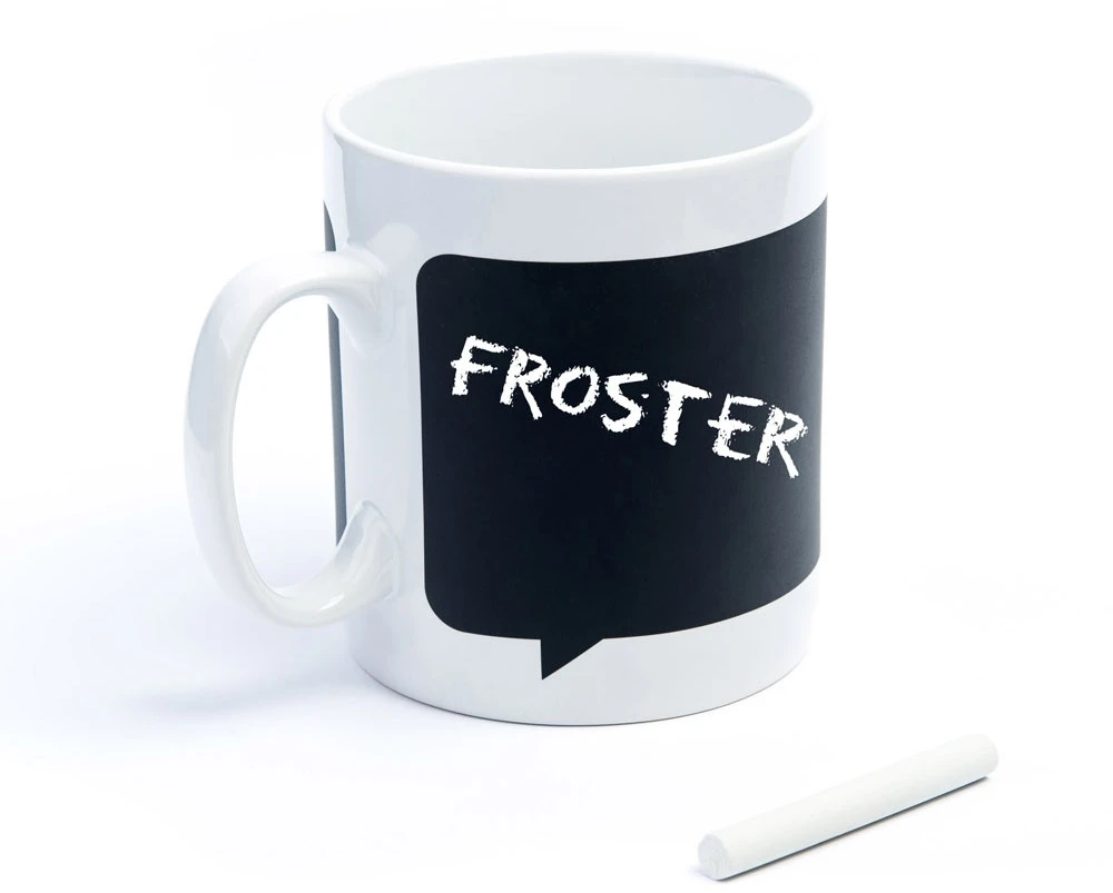 Froster Milžiniškas puodelis su rašymo lenta ir kreida, dovana arbatos mylėtojui, juodas