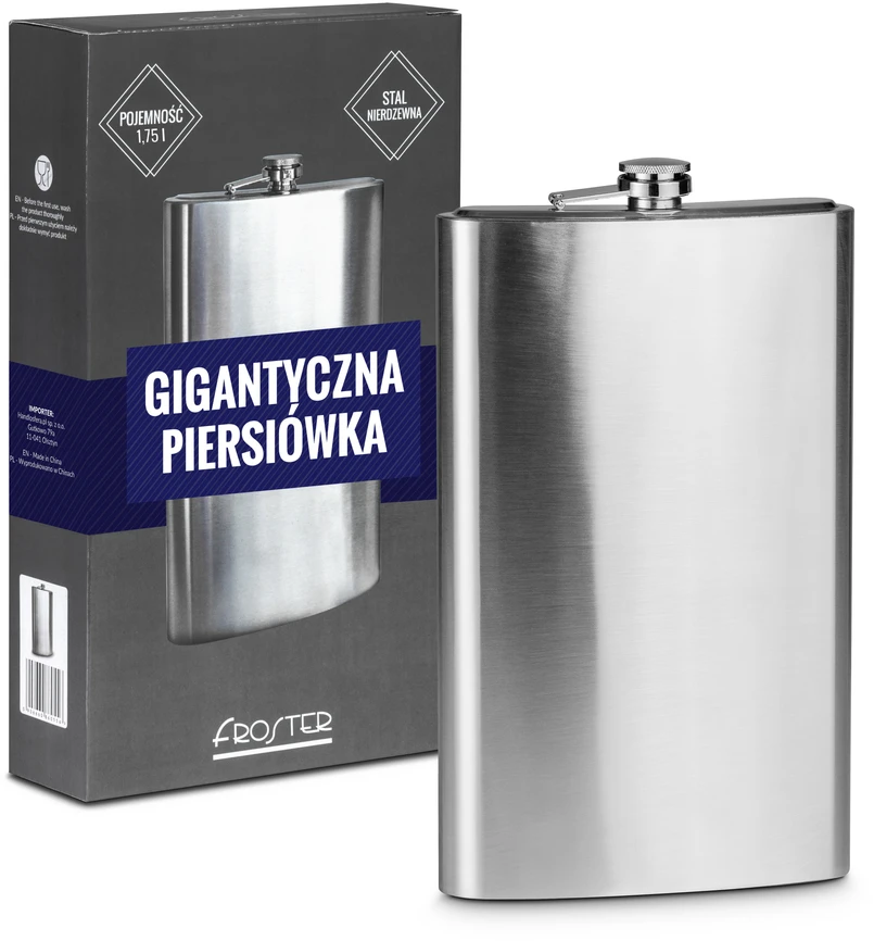 Froster Milžiniškas vyriškas gertuvės butelis vakarėliams, didelis, juodas