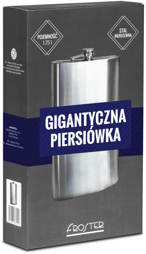 Froster Milžiniškas vyriškas gertuvės butelis vakarėliams, didelis, juodas