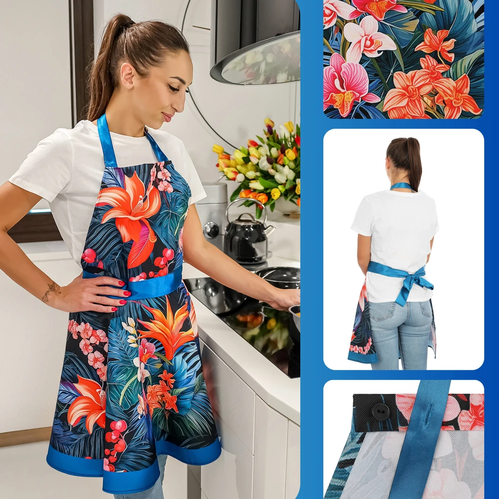Froster Moteriška prijuostė su suknelės kirpimu, apsauga nuo dėmių, elegantiška, dovanai