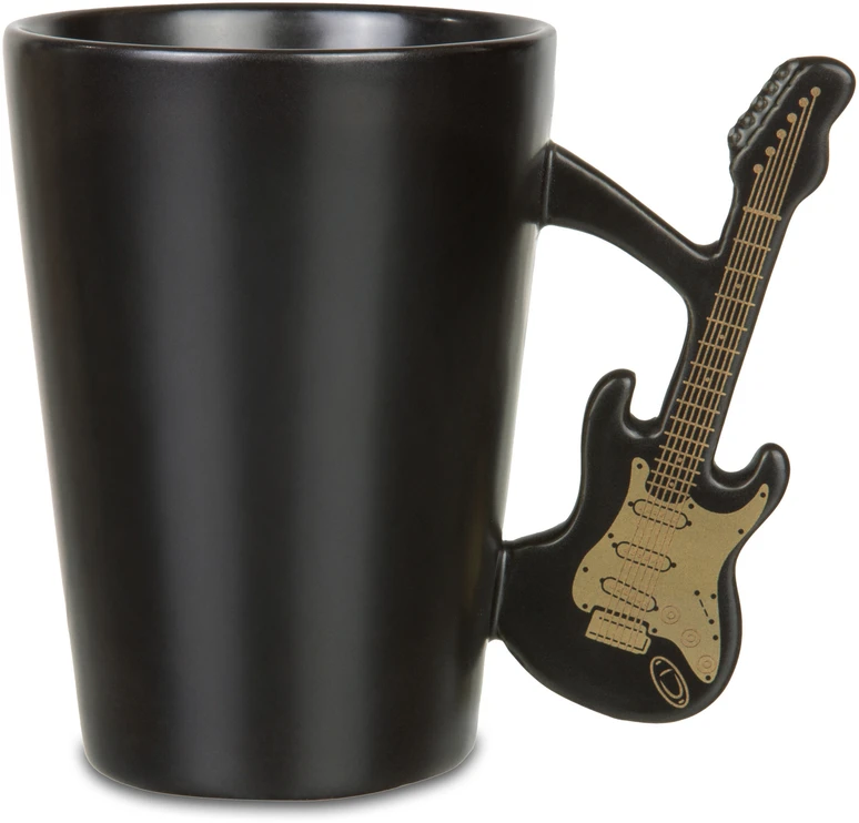 Froster Stilinga gitaristo formos keramikinė puodelė, muzikos mylėtojams, juoda matinė