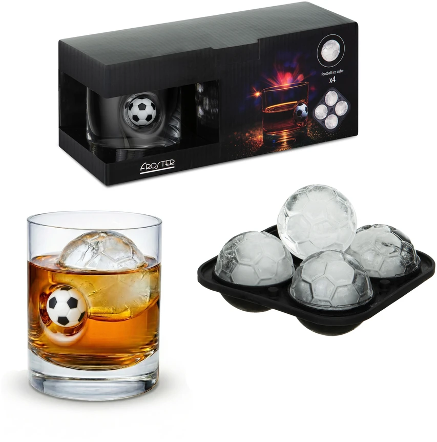 Froster Bohemia Gifts Viskio ir futbolo fano rinkinys: taurė ir ledo formelės