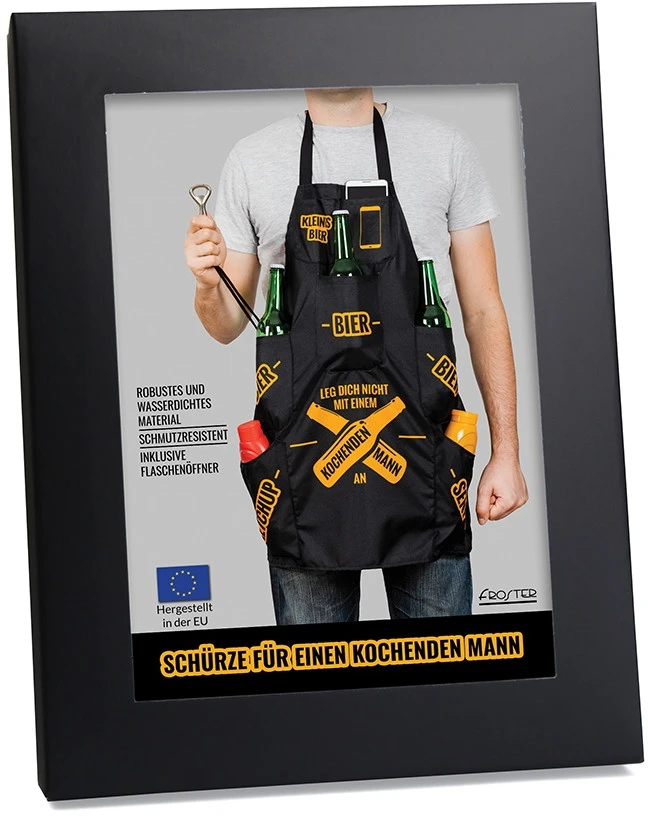 Froster Vyriškas virtuvės prijuostė su kišenėmis ir butelių atidarytuvu, praktiška
