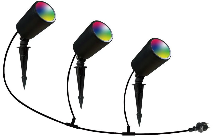 V-tac 7W LED įsmeigiamas šviestuvas, juodas, suderinamas su AMAZON ALEXA ir GOOGLE HOME, 3000-6500K/RGB, 3vnt