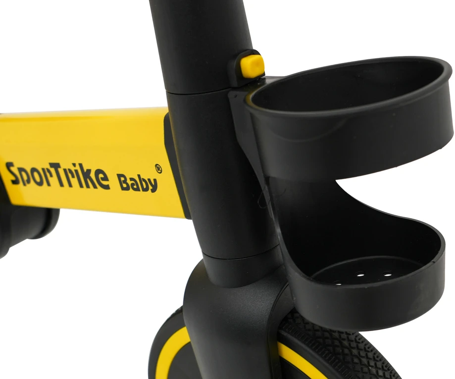 Stumiamas triratukas su rankene Happy Bike 3in1 Sportrike geltonos spalvos