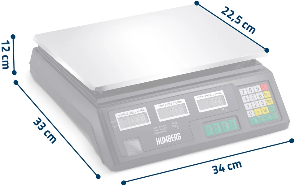 Humberg MH-190 40 kg elektroninės parduotuvės svarstyklės