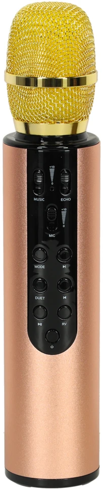 Ikonka Bluetooth belaidis karaokės mikrofonas auksinis