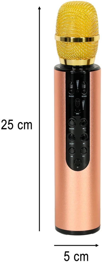 Ikonka Bluetooth belaidis karaokės mikrofonas auksinis