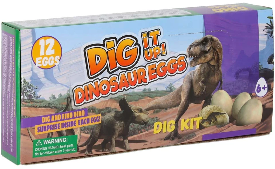 Ikonka KIK archeologinis dinozaurų kasinėjimo rinkinys, 12 kiaušinių figūrėlių