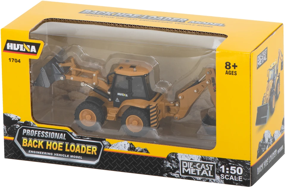 Ikonka Ekskavatorius-krautuvas buldozeris su kaušu Metalinis liejimo modelis H-toys 1704 1:50